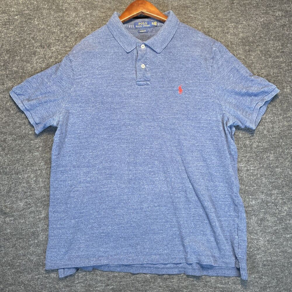 Polo Ralph Lauren Blue Polo Shirt Men's Medium Classic Fit Cotton